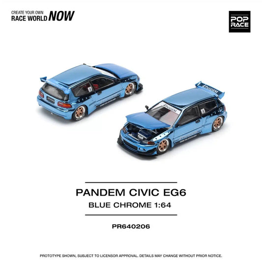 Pop Race - Pandem Civic EG6 Blue Chrome - Scala 1/64 PR64-206