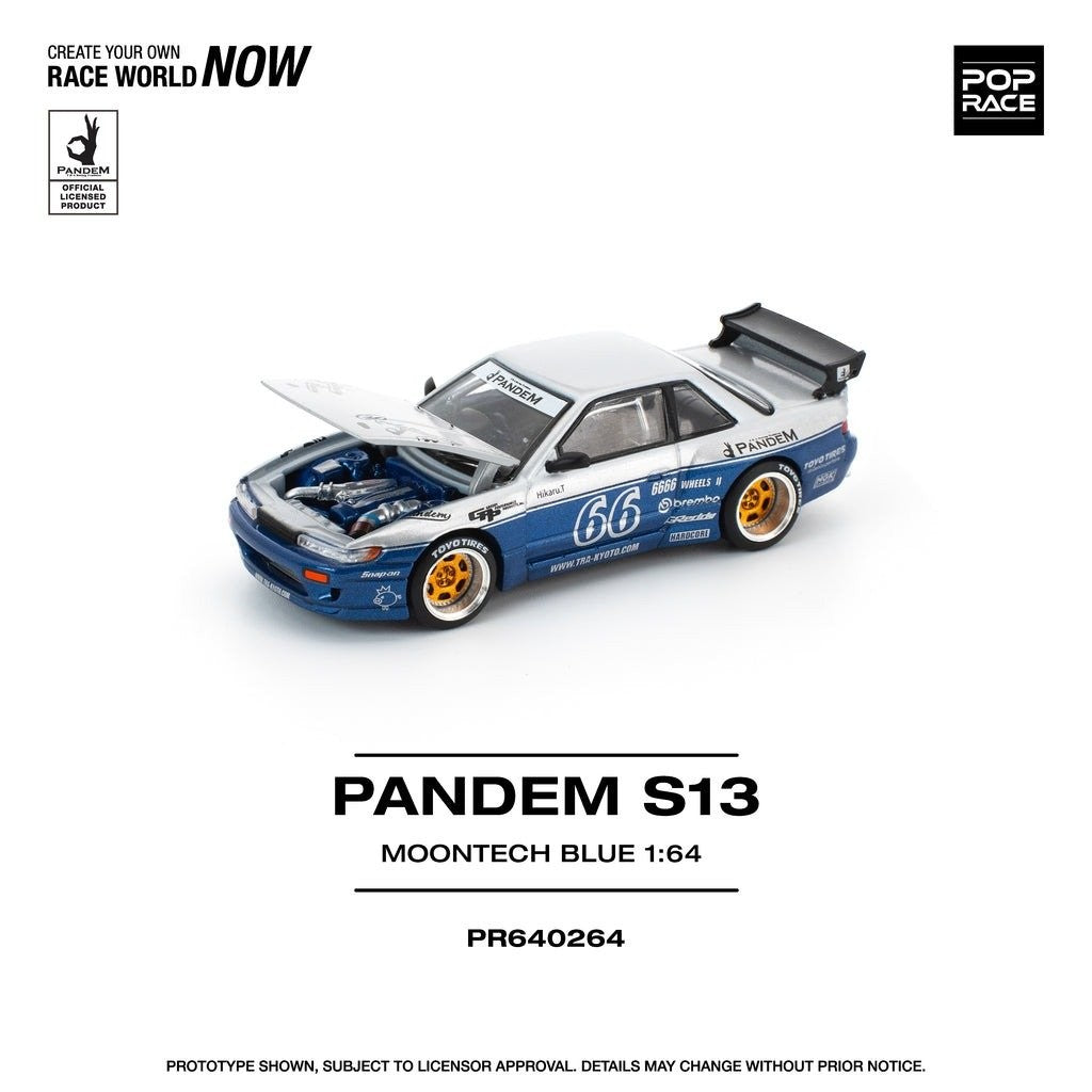 Pop Race - Pandem Nissan Silvia S13 Moontech Blue - 1/64 Scale PR64-264