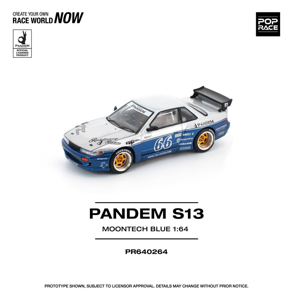 Pop Race - Pandem Nissan Silvia S13 Moontech Blue - 1/64 Scale PR64-264