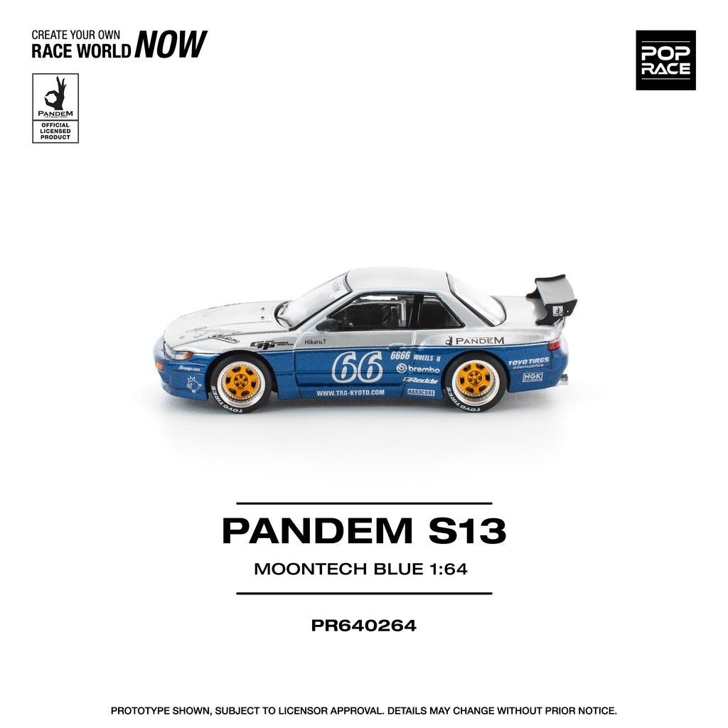 Pop Race - Pandem Nissan Silvia S13 Moontech Blue - 1/64 Scale PR64-264