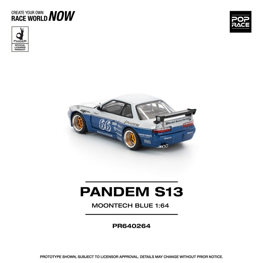 Pop Race - Pandem Nissan Silvia S13 Moontech Blue - 1/64 Scale PR64-264
