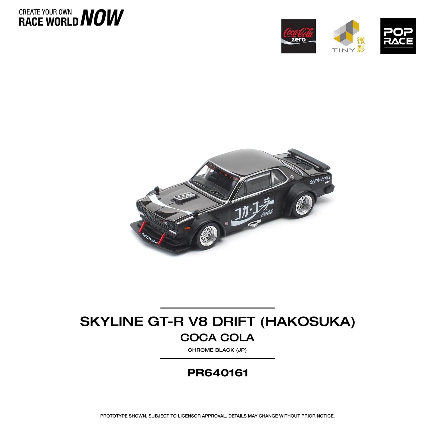Pop Race - Skyline GT-R Drift Hakosuka JP Coca Cola Zero Black Chrome - Scala 1/64 PR64-161