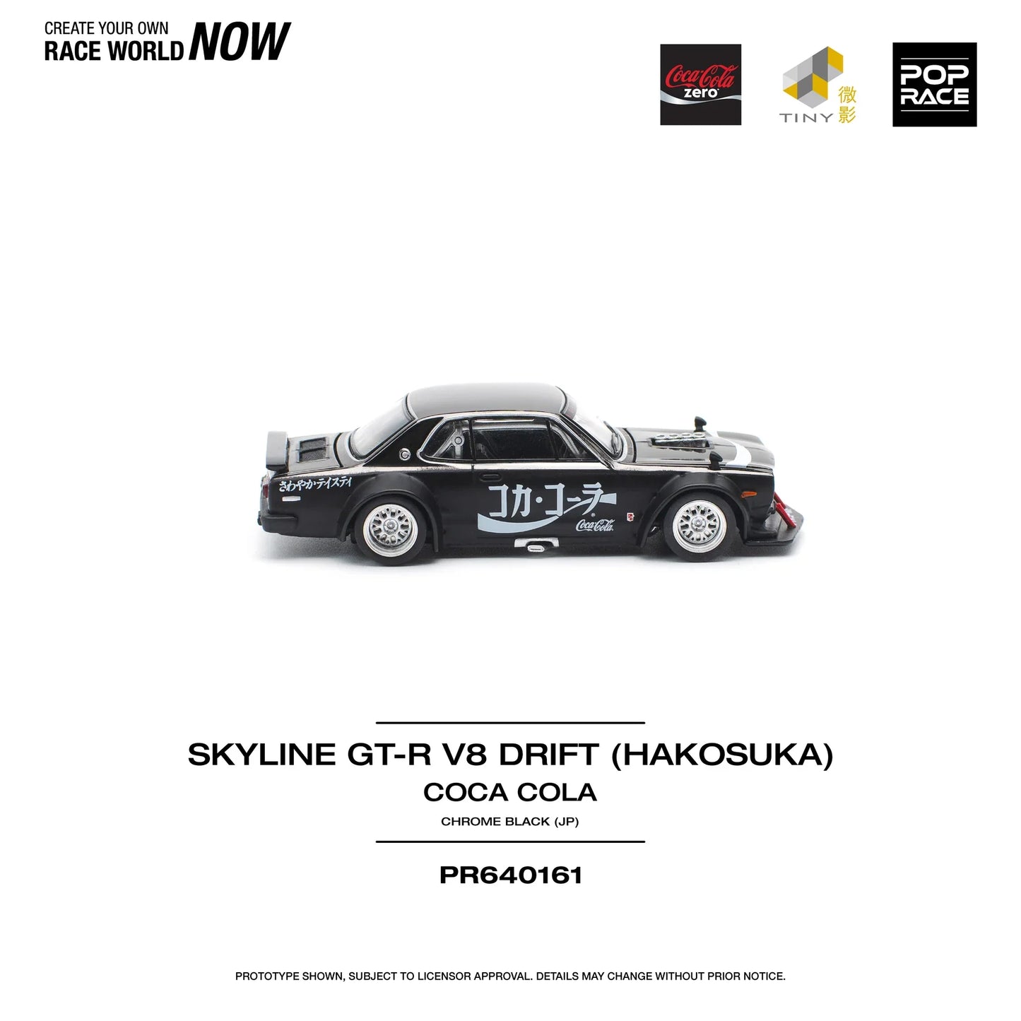 Pop Race - Skyline GT-R Drift Hakosuka JP Coca Cola Zero Black Chrome - Scala 1/64 PR64-161