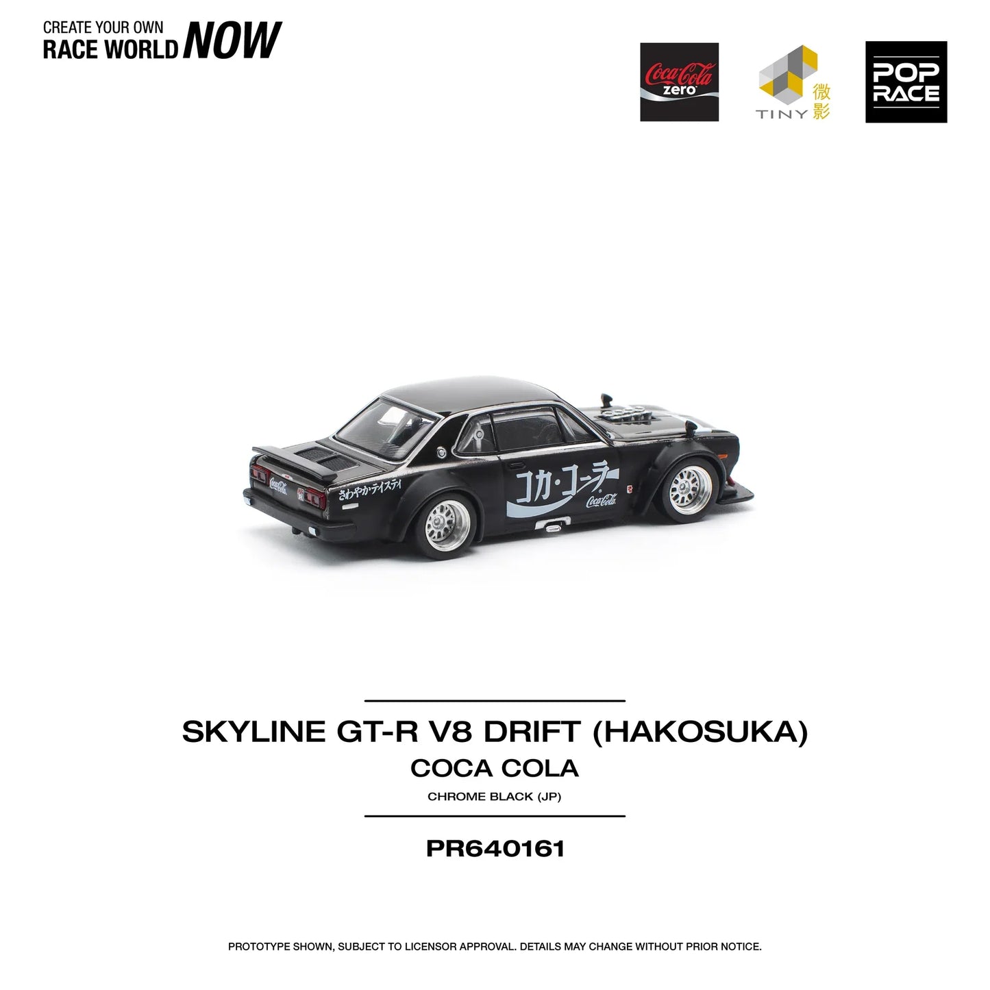 Pop Race - Skyline GT-R Drift Hakosuka JP Coca Cola Zero Black Chrome - Scala 1/64 PR64-161