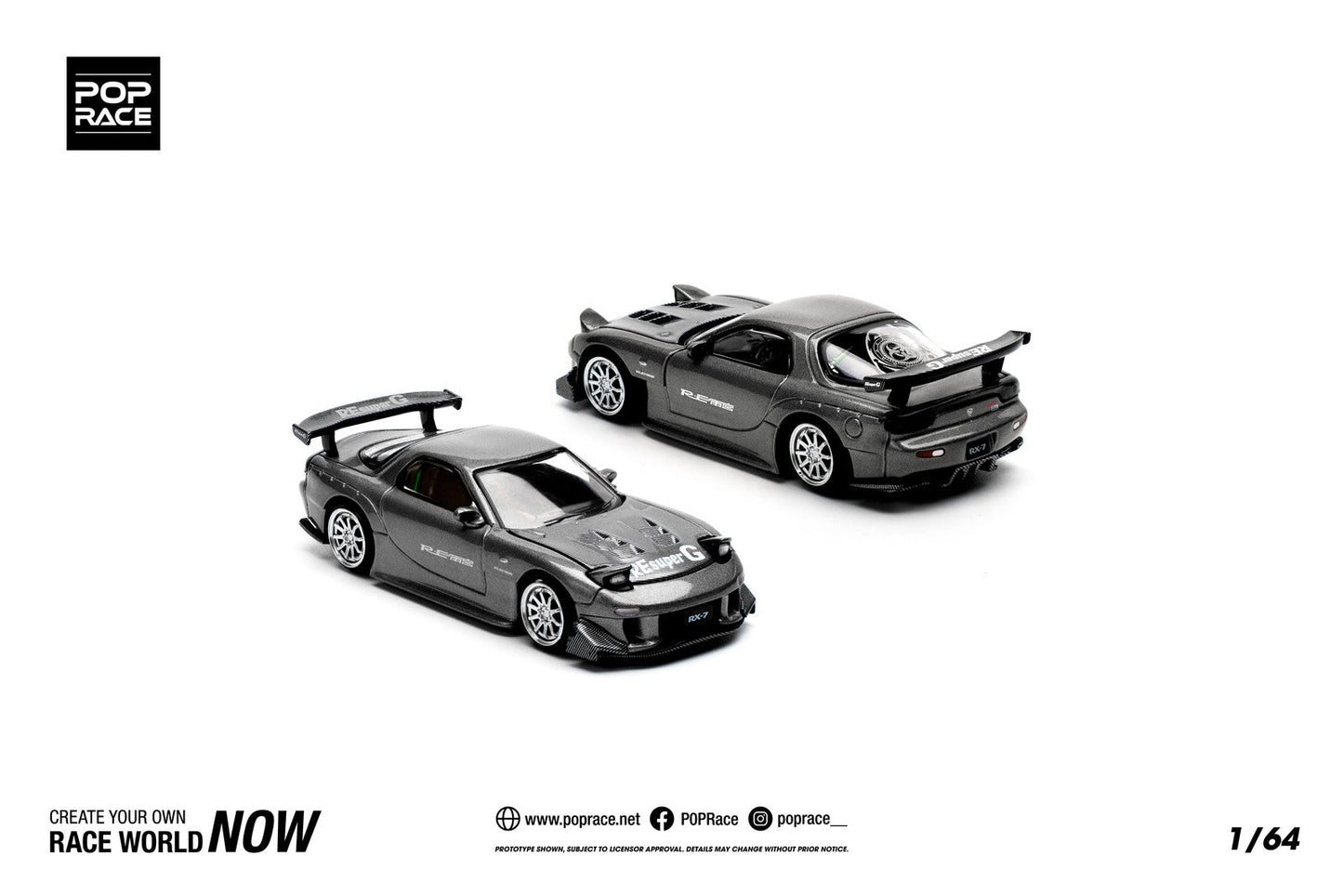 Pop Race - Mazda RX-7 (FD3S) RE-AMEMIYA Gun Metal - Scale 1/64 PR64-255