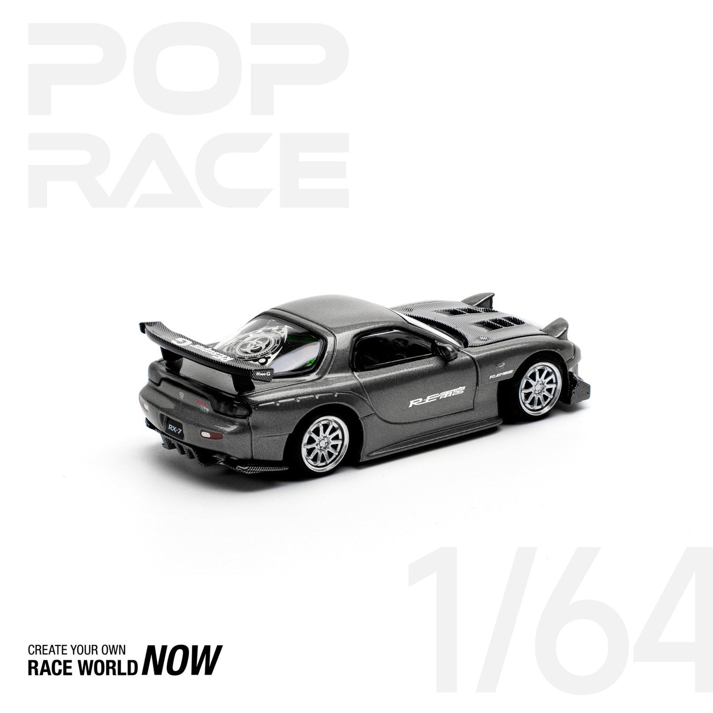 Pop Race - Mazda RX-7 (FD3S) RE-AMEMIYA Gun Metal - Scale 1/64 PR64-255