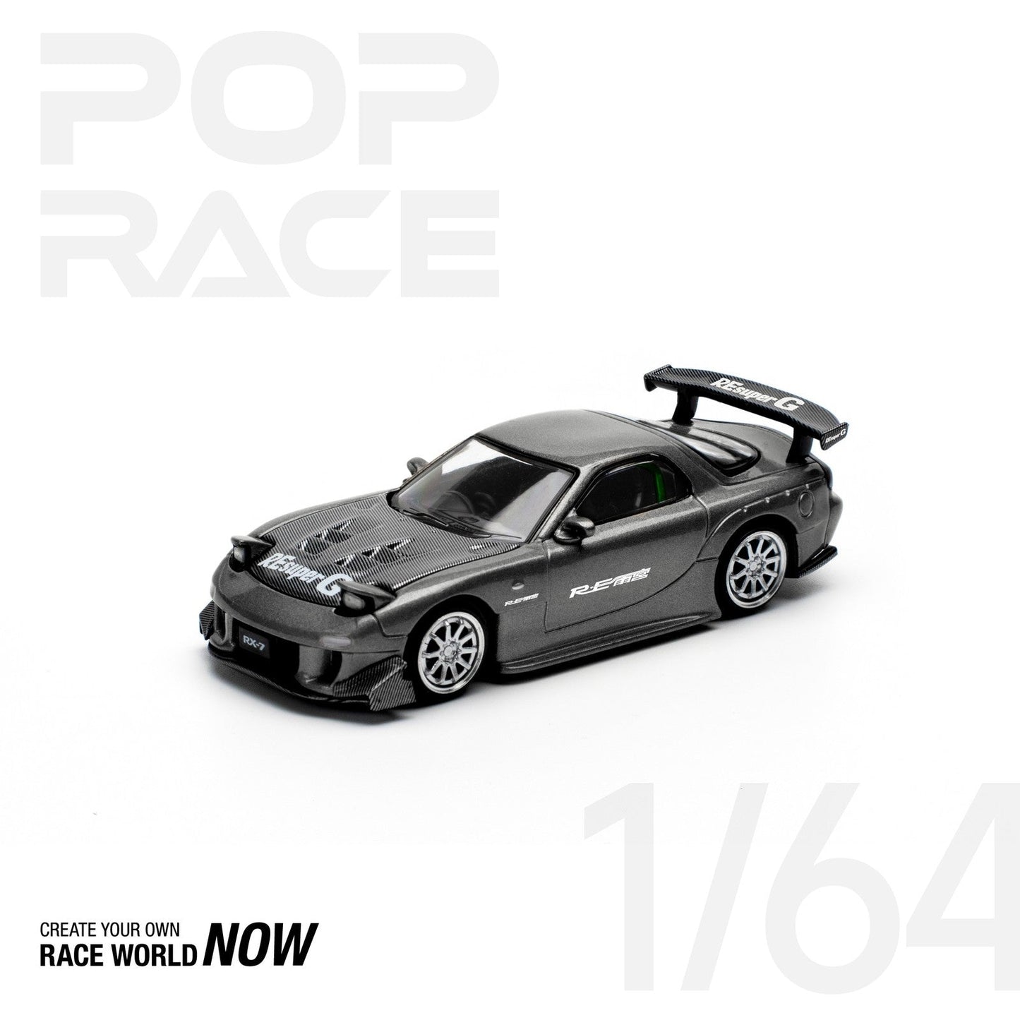 Pop Race - Mazda RX-7 (FD3S) RE-AMEMIYA Gun Metal - Scale 1/64 PR64-255