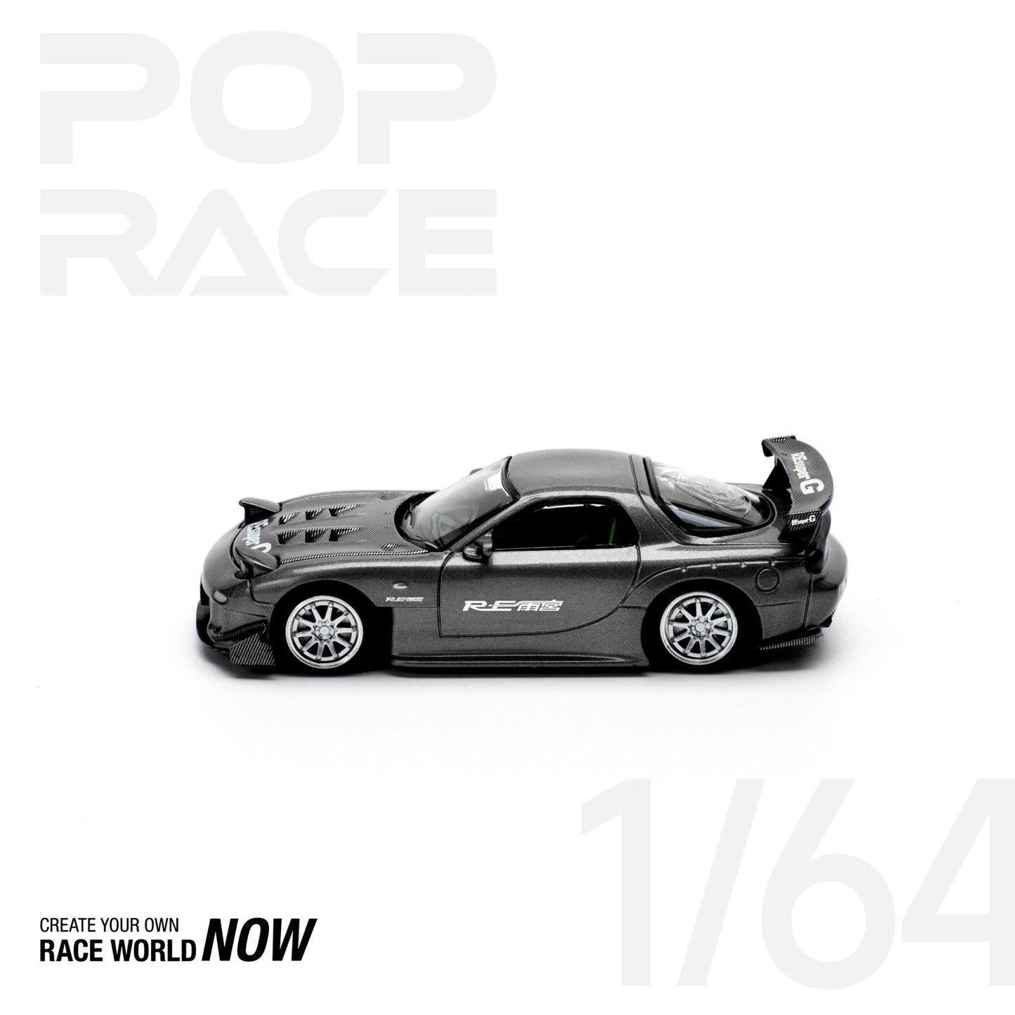 Pop Race - Mazda RX-7 (FD3S) RE-AMEMIYA Gun Metal - Scale 1/64 PR64-255