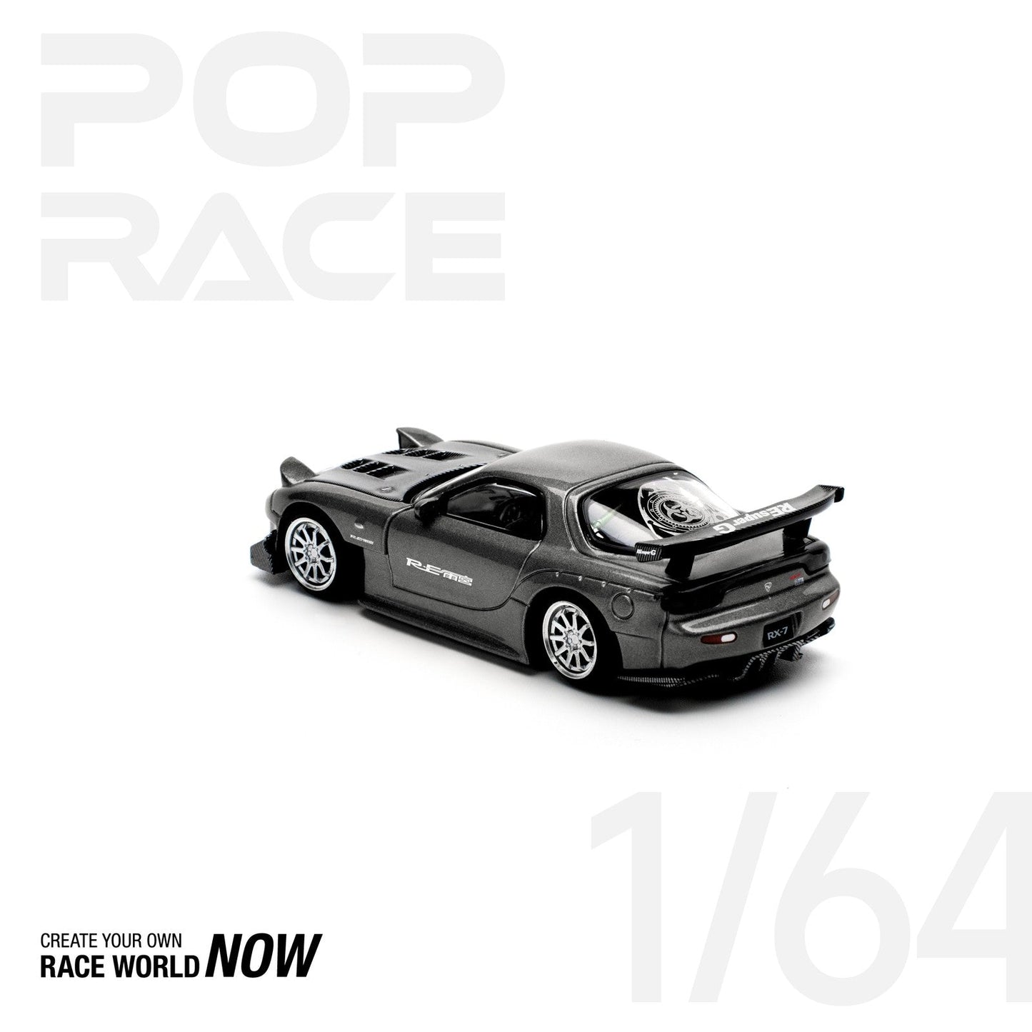 Pop Race - Mazda RX-7 (FD3S) RE-AMEMIYA Gun Metal - Scale 1/64 PR64-255