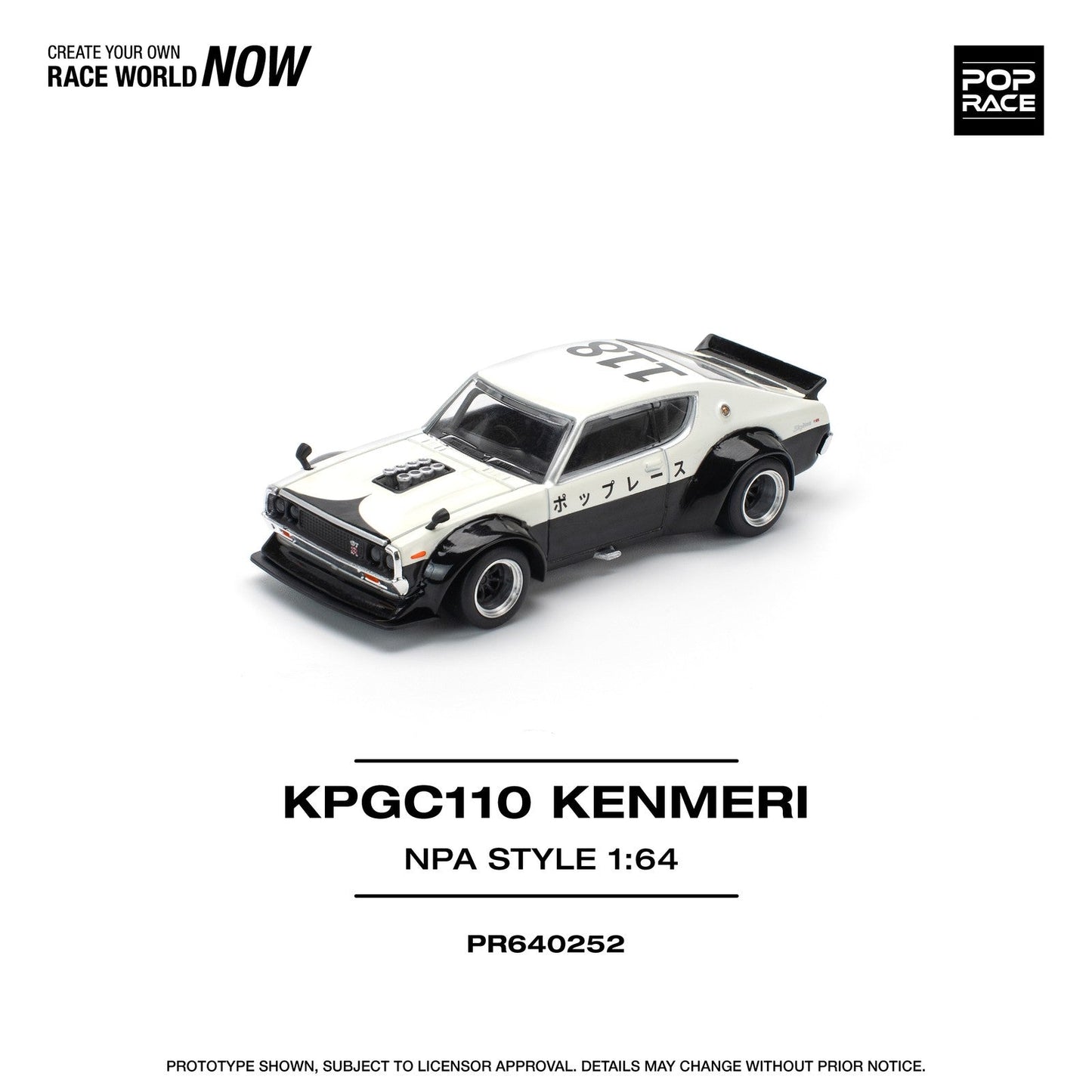 Pop Race - Skyline KPGC110 GT-R V8 Drift (Kenmeri) NPA Style - Scala 1/64 PR64-252