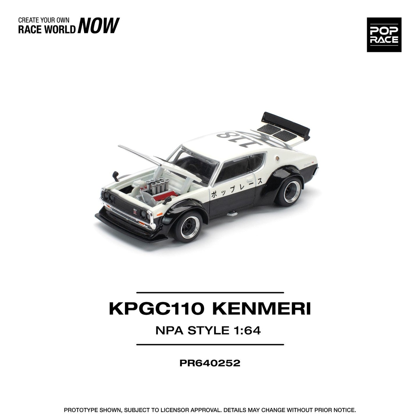 Pop Race - Skyline KPGC110 GT-R V8 Drift (Kenmeri) NPA Style - Scala 1/64 PR64-252