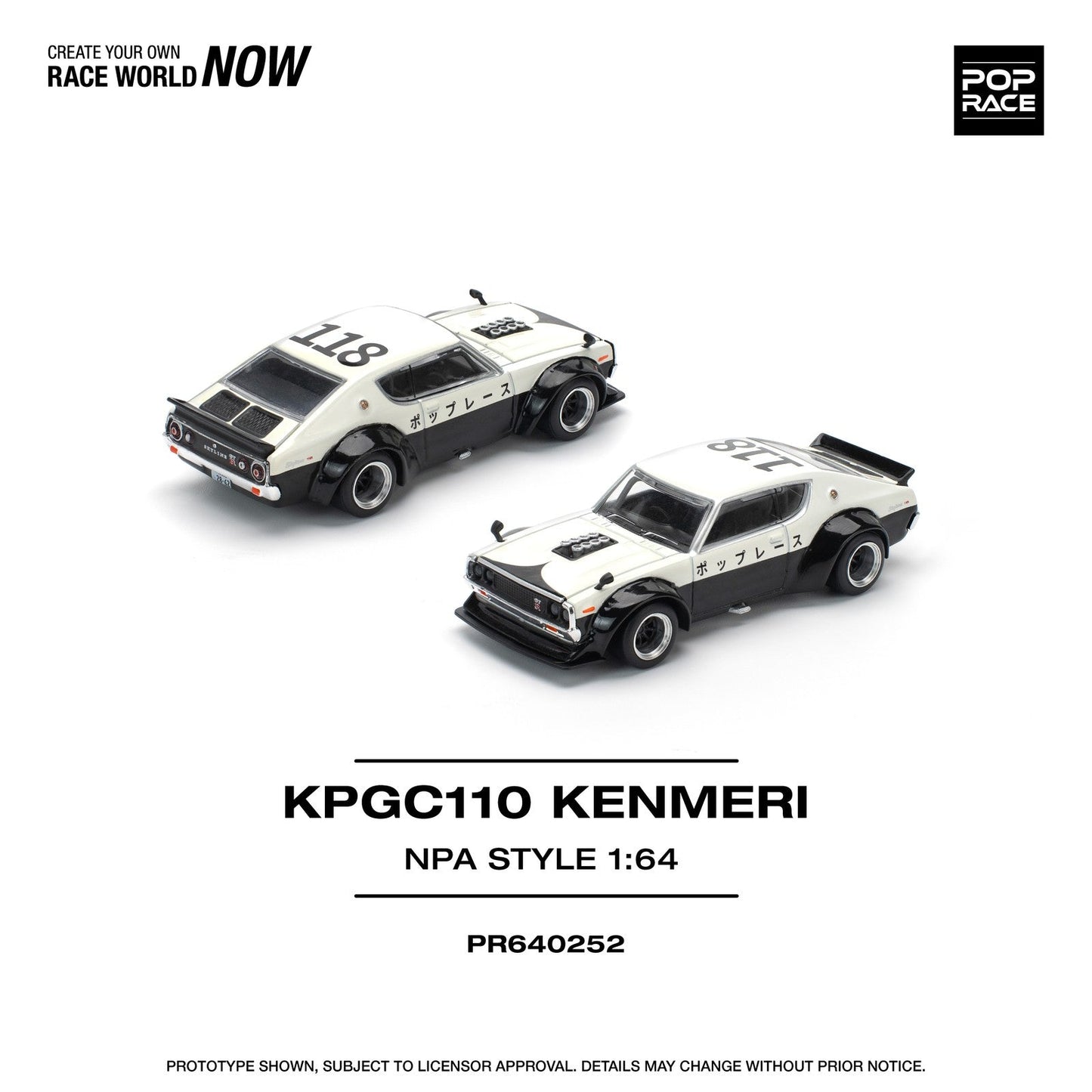 Pop Race - Skyline KPGC110 GT-R V8 Drift (Kenmeri) NPA Style - Scala 1/64 PR64-252