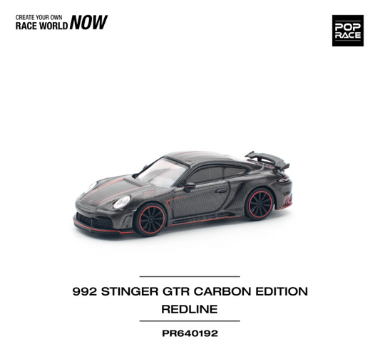 Pop Race - Porsche 992 STInger GTR Carbon Edition (Red Line) - Scale 1/64 PR64-192