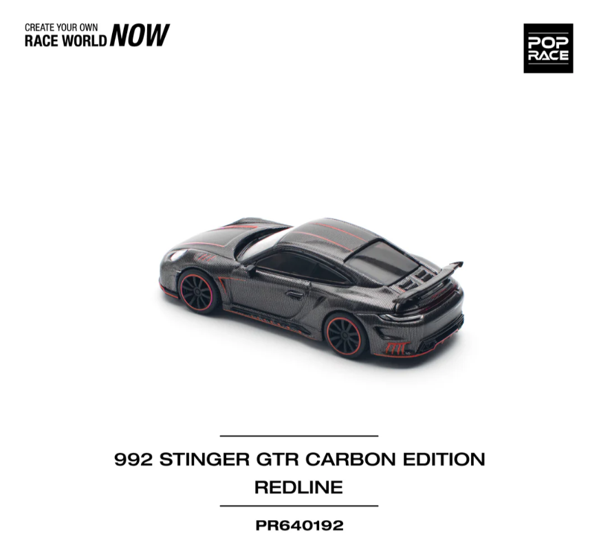 Pop Race - Porsche 992 STInger GTR Carbon Edition (Red Line) - Scale 1/64 PR64-192
