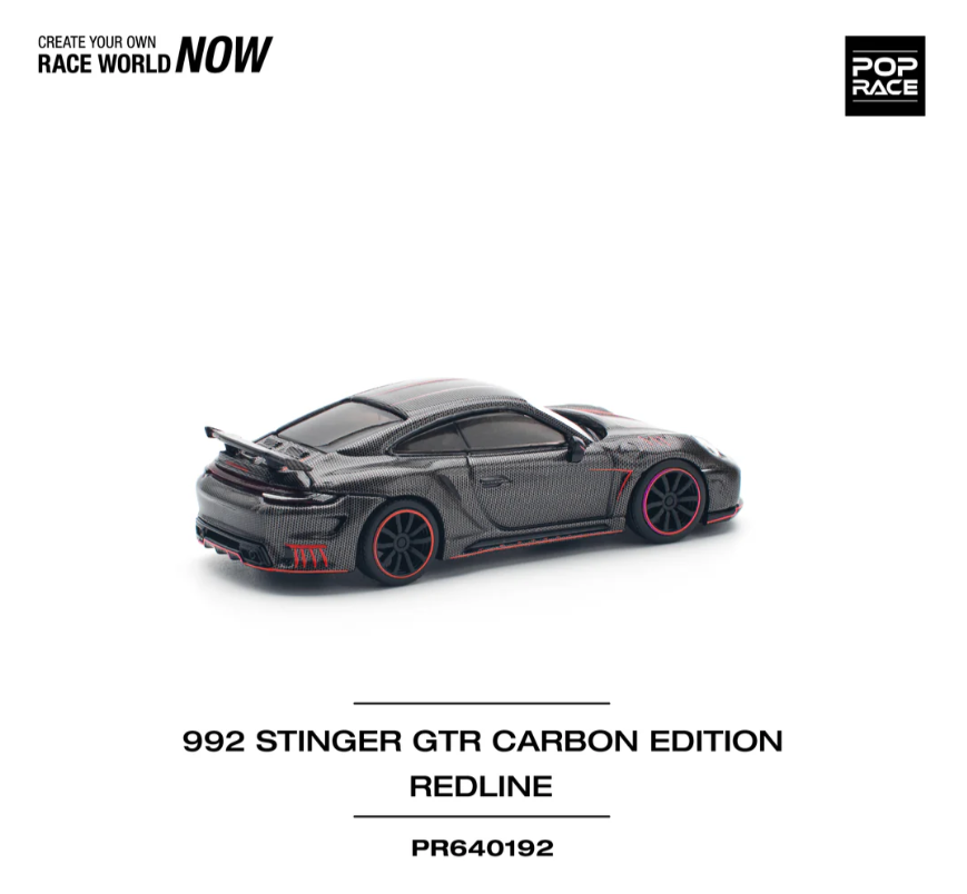 Pop Race - Porsche 992 STInger GTR Carbon Edition (Red Line) - Scale 1/64 PR64-192