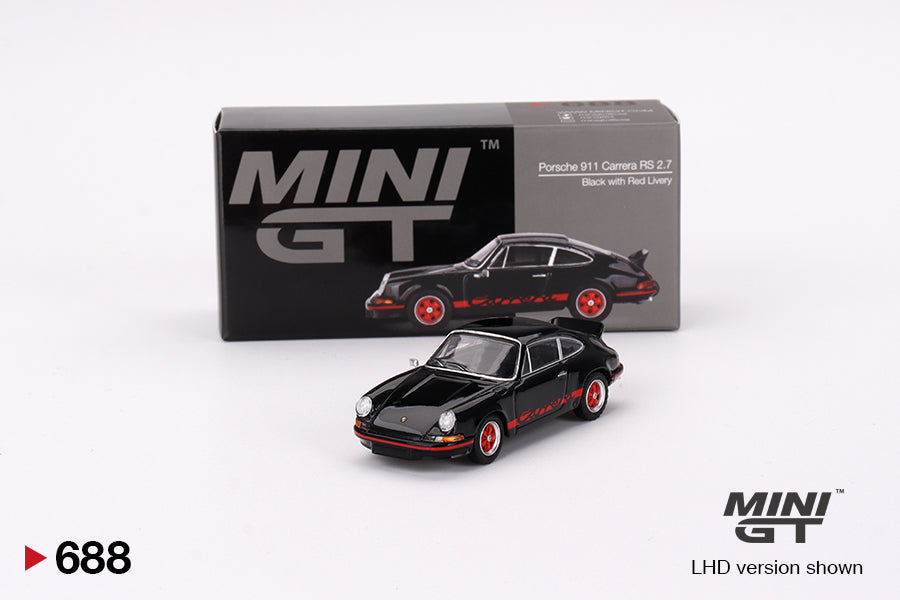 Porsche 911 Carrera RS 2.7 Black with Red Livery Brand MINI GT Code MGT00688 in vendita su Borgeseidea.com Foto 1
