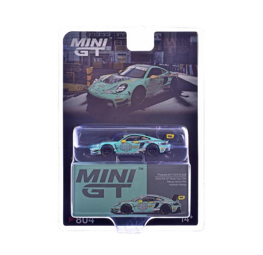 Porsche 911 GT3 R #28 HubAuto Racing 2023 FIA GT World Cup - Mini GT - Scala 1/64 MGT00804-BL Blister Packaging