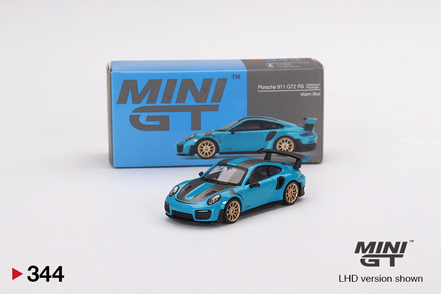 Porsche 911 (991) GT2 RS Weissach Package Miami Blue - Mini GT - Scale 1-64 MGT00344-L