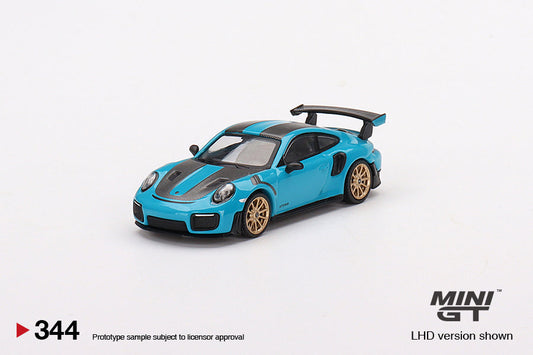 Porsche 911 (991) GT2 RS Weissach Package Miami Blue - Mini GT - Scale 1-64 MGT00344-L