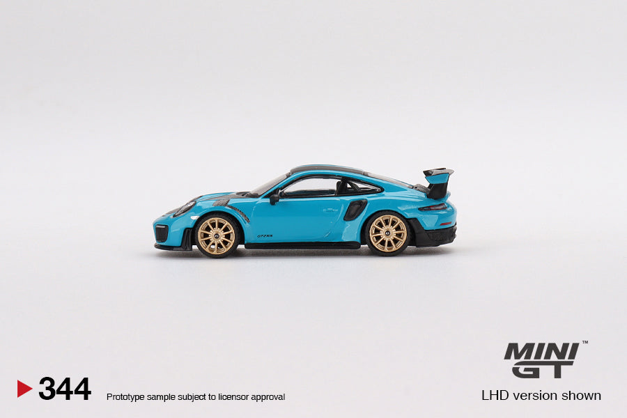 Porsche 911 (991) GT2 RS Weissach Package Miami Blue - Mini GT - Scale 1-64 MGT00344-L