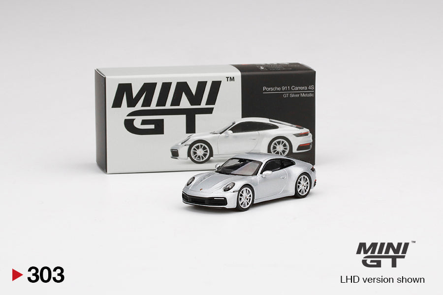 Mini GT - Porsche 911 (992) Carrera 4S GT Silver Metallic RHD - Scale 1/64 MGT00303-R