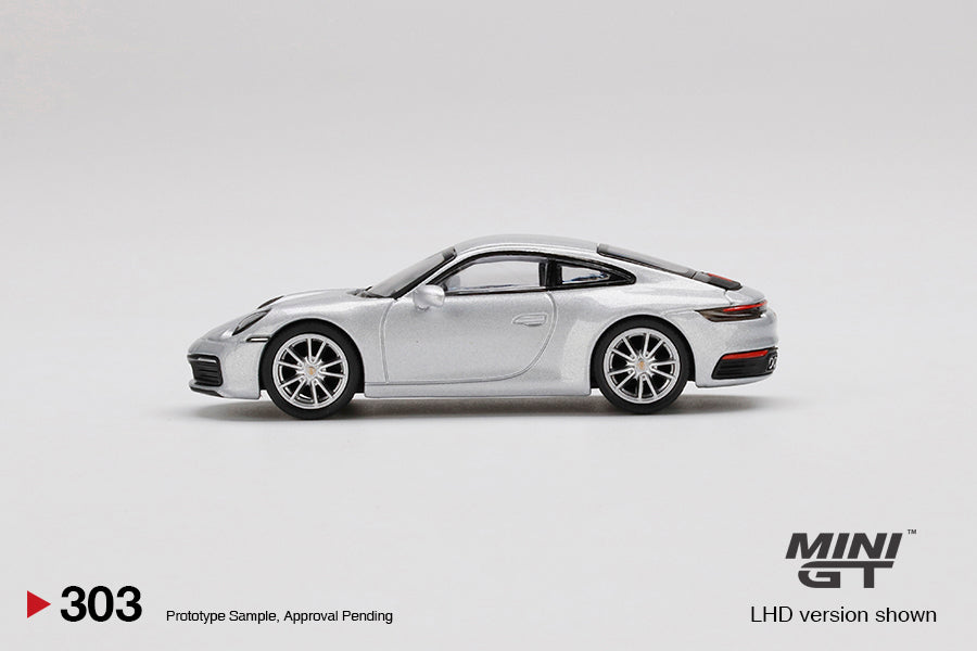 Mini GT - Porsche 911 (992) Carrera 4S GT Silver Metallic RHD - Scale 1/64 MGT00303-R
