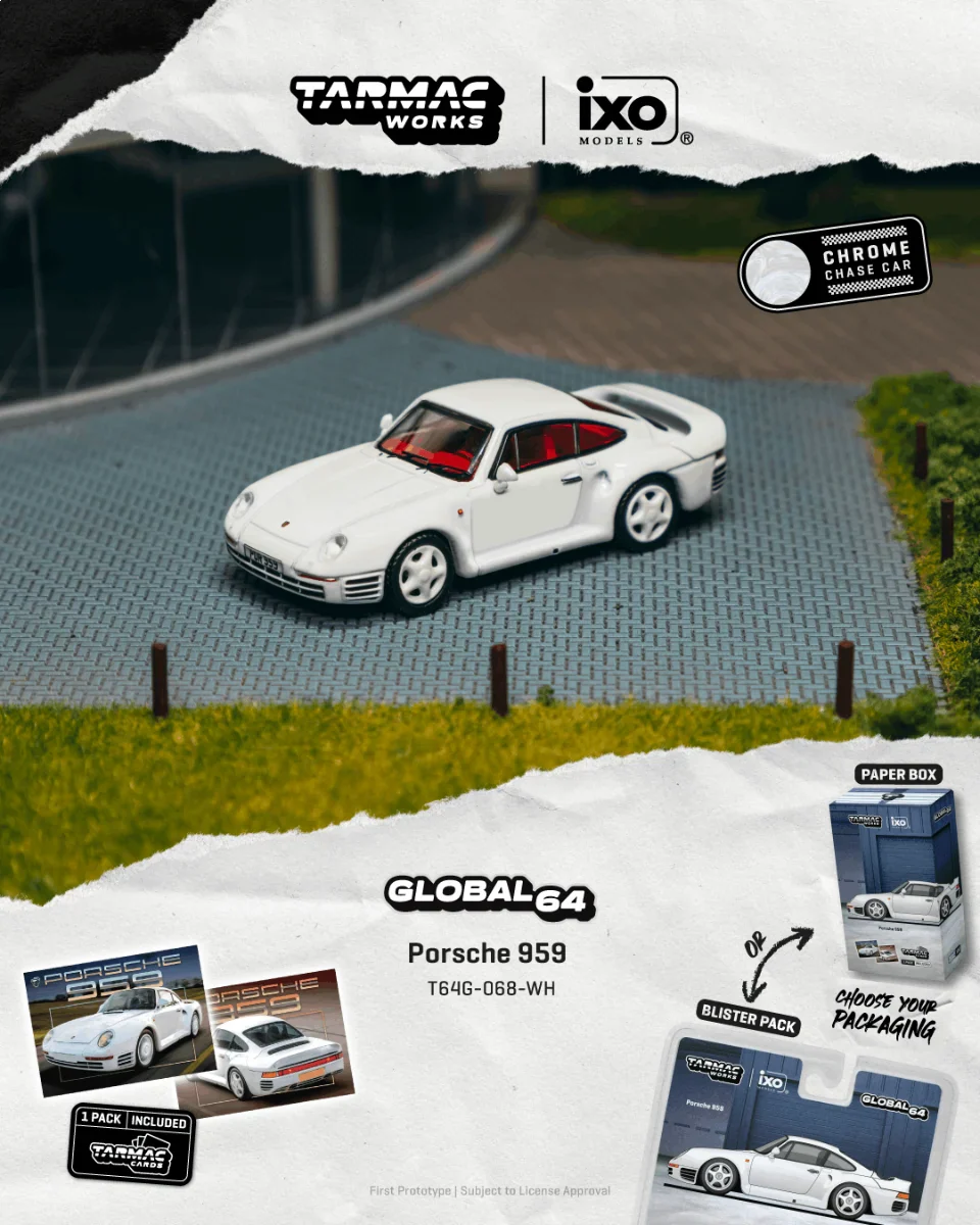 [PRE-ORDER] Tarmac Works - Porsche 959 White 1989 (Tarmac Cards Combo Set) - GLOBAL64 - Scala 1/64 T64G-068-WH
