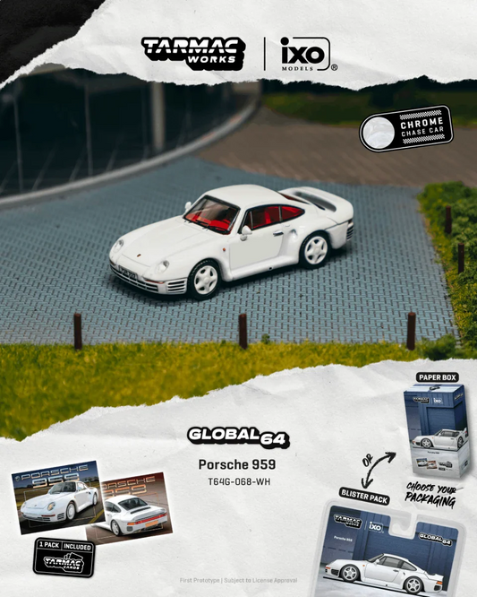 [PRE-ORDER] Tarmac Works - Porsche 959 White 1989 (Tarmac Cards Combo Set) - GLOBAL64 - Scala 1/64 T64G-068-WH