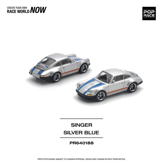 Pop Race - Porsche Singer 964 Silver Blue - Scala 1/64 PR64-188