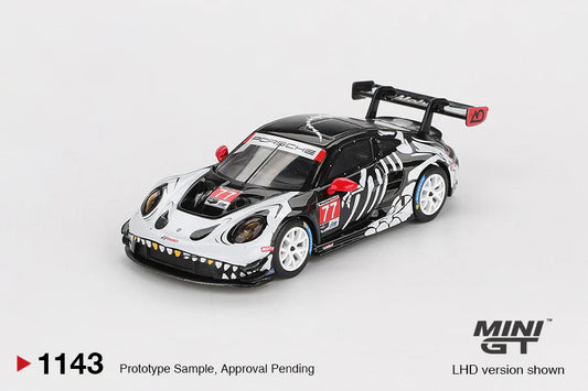 [PRE-ORDER] - Mini GT - "Skeleton Rexy" Porsche 911 GT3 R #77 AO Racing 2025 IMSA Petit Le Mans - Scale 1-64 MGT01143-L