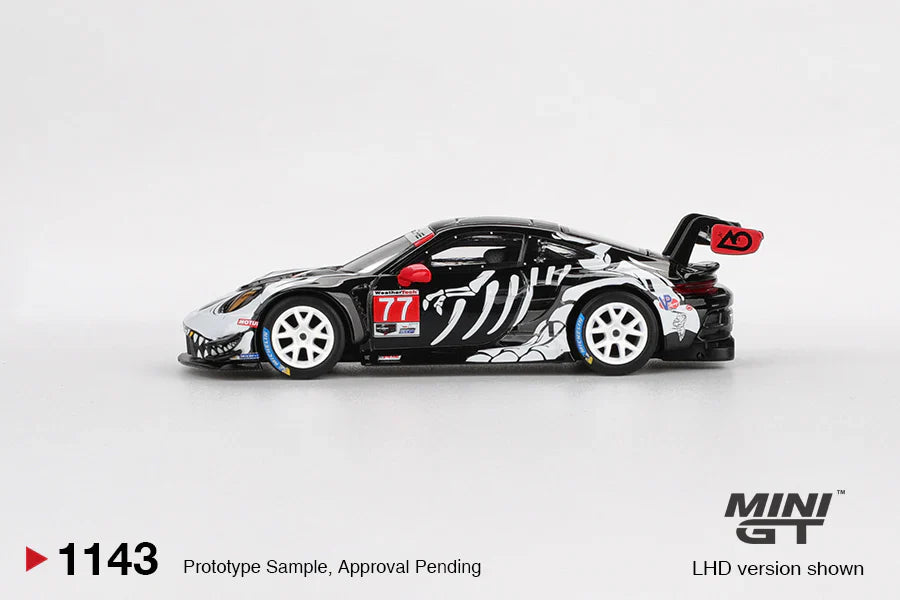 [PRE-ORDER] - Mini GT - "Skeleton Rexy" Porsche 911 GT3 R #77 AO Racing 2025 IMSA Petit Le Mans - Scale 1-64 MGT01143-L
