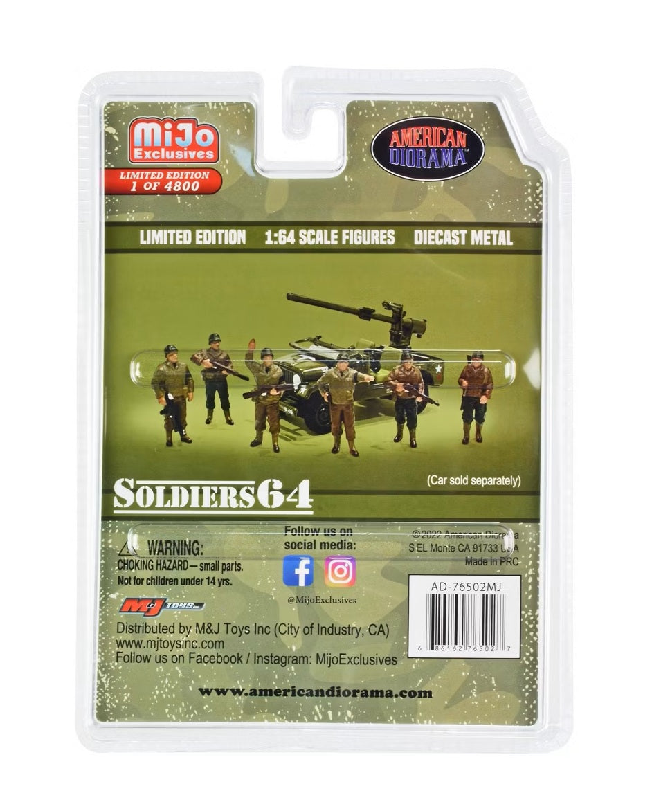 American Diorama - "Soldiers 64" 6 piece Diecast Set Military Figures Limited Edition MiJo Exclusives - Scala 1/64 AD-76502MJ