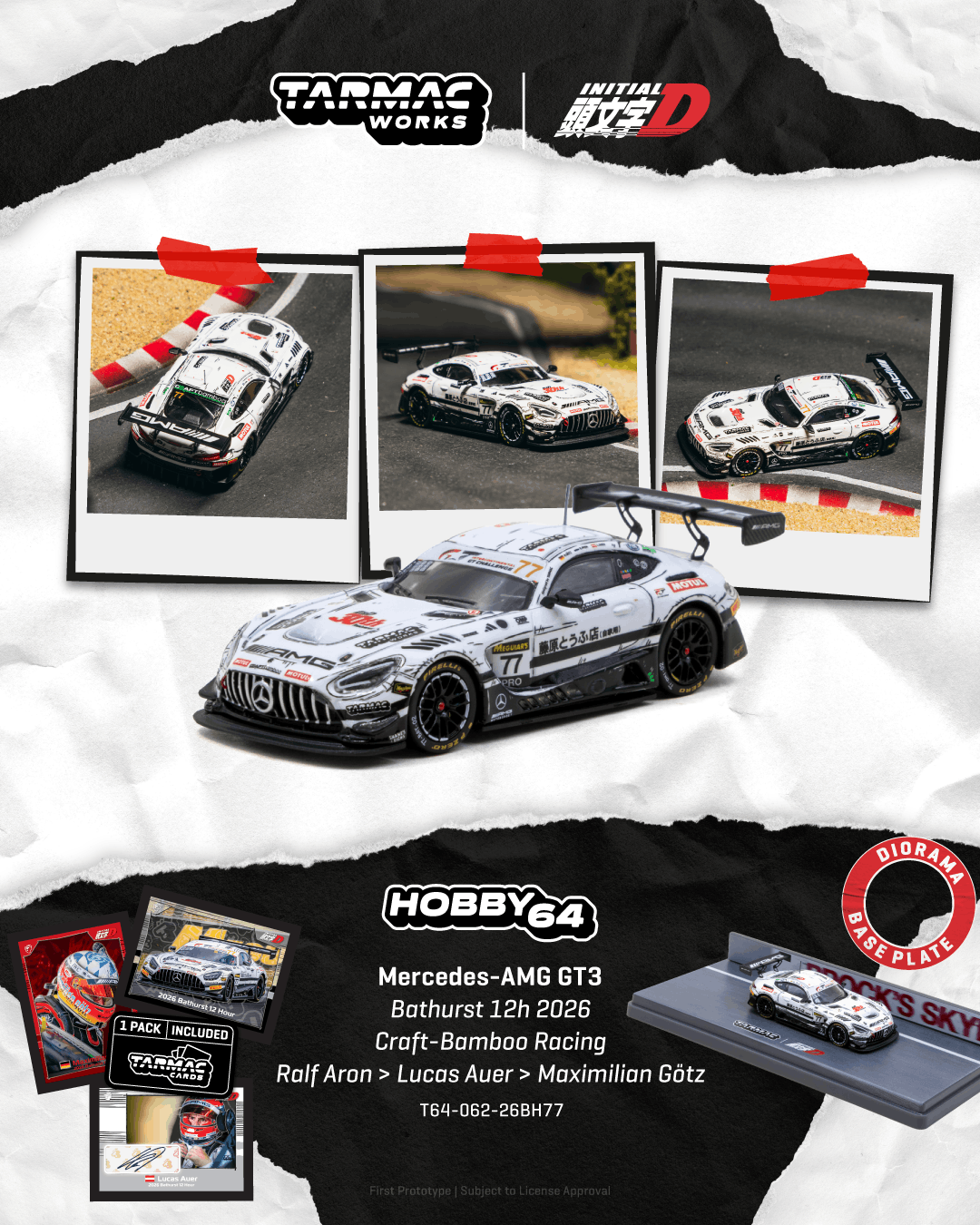 [PRE-ORDER] Tarmac Works - Mercedes - AMG GT3 Craft-Bamboo Racing Bathurst 12h 2026 - HOBBY64 - 1/64 Scale T64-062-26BH77
