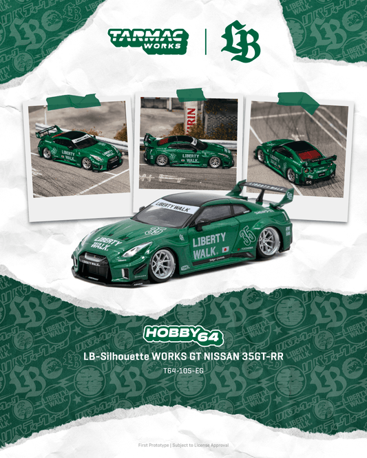 [PRE-ORDER] Tarmac Works - Nissan GT-R (R35) Super Silhouette Emerald Green - HOBBY64 - Scala 1/64 T64-105-EG