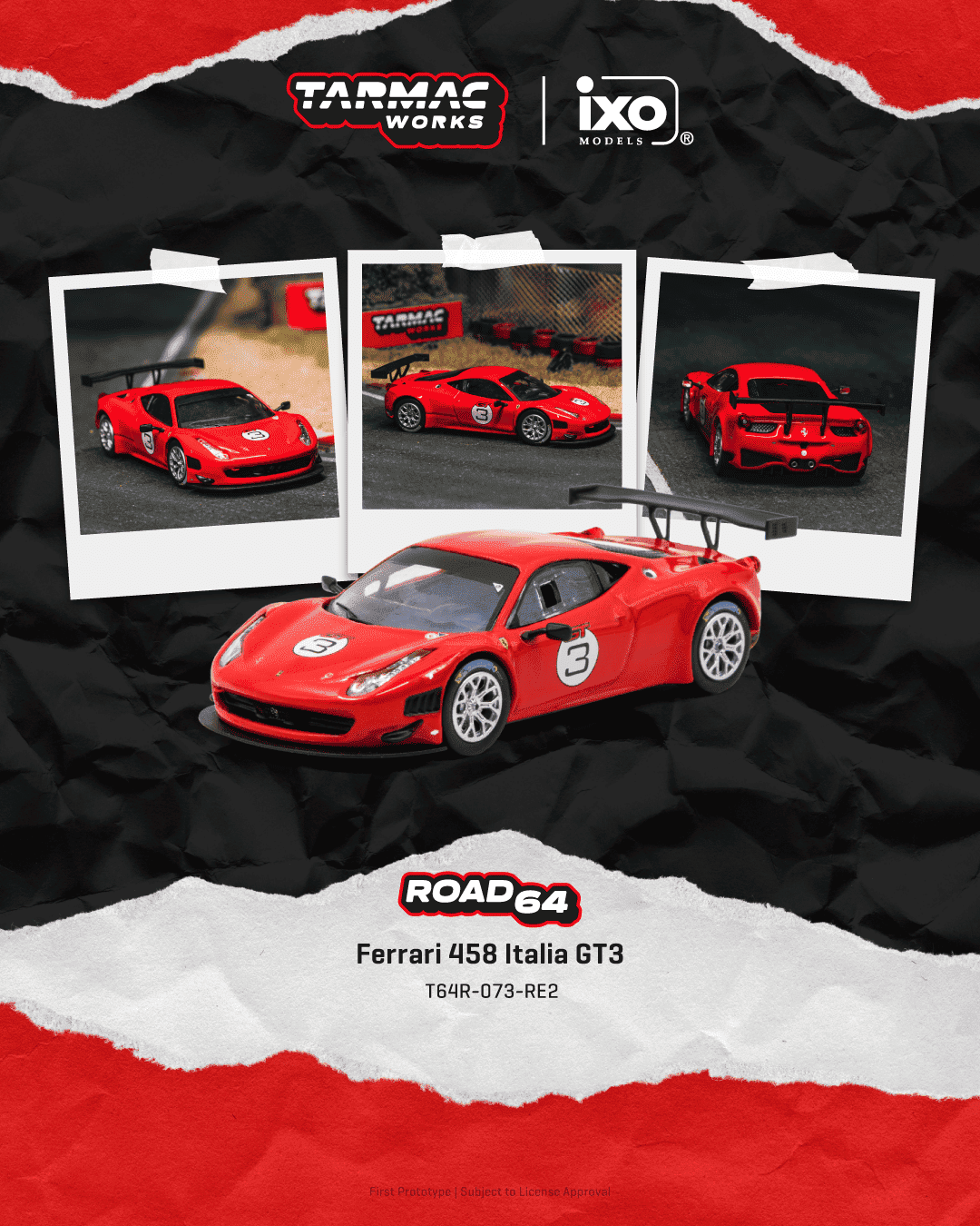 [PRÉCOMMANDE] Tarmac Works - Ferrari 458 Italia GT3 #3 2011 - HOBBY64 - Echelle 1-64 T64R-073-RE2