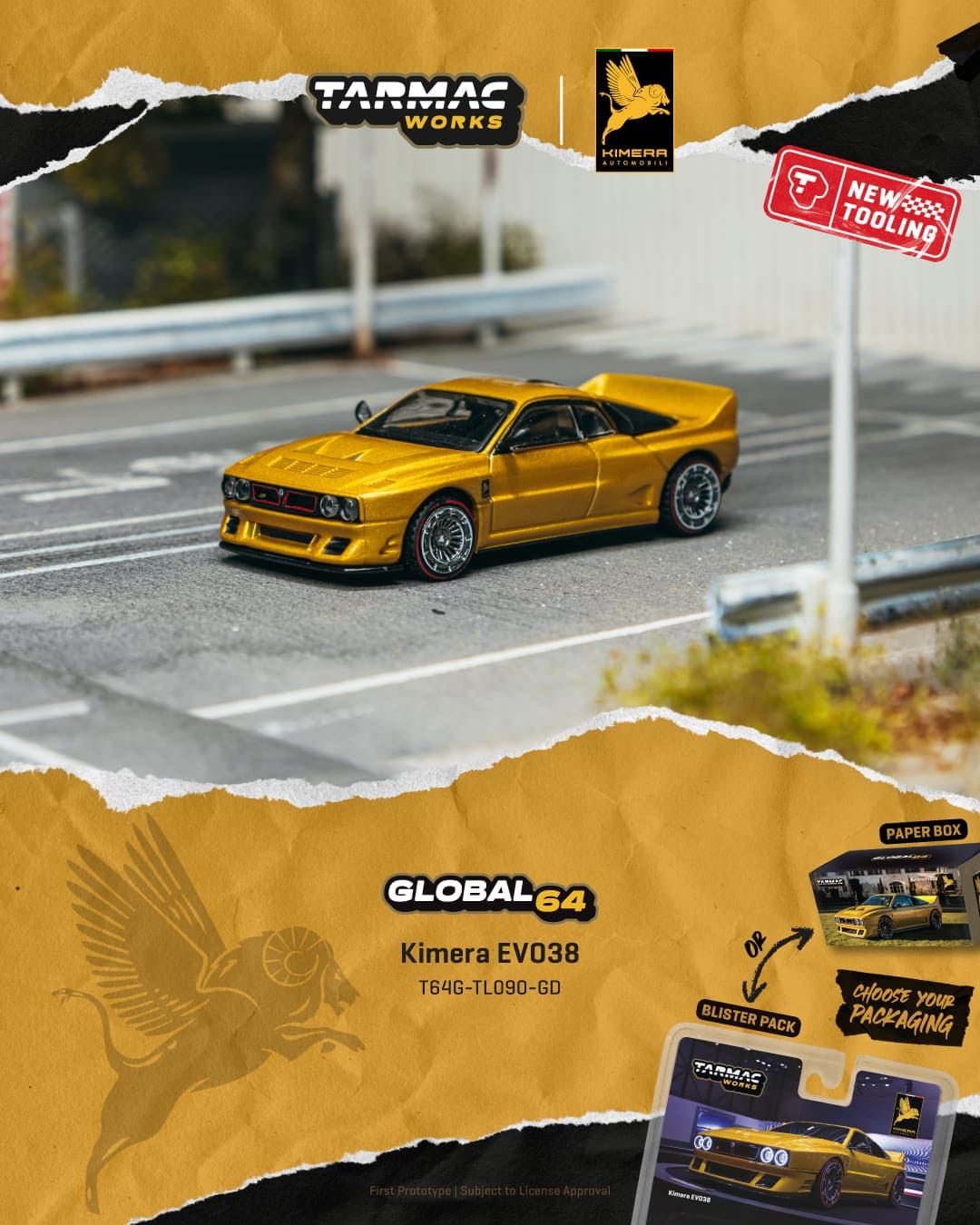 [PRE-ORDER] Tarmac Works - Kimera EVO38 Gold 2026 - GLOBAL64 - Scala 1/64 T64G-TL090-GD