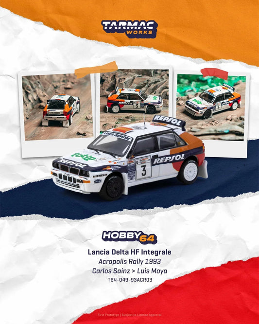 [PRE-ORDER] - Tarmac Works - Lancia Delta HF Integrale Acropolis Rally 1993 Carlos Sainz - HOBBY64 - Scala 1/64 T64-049-93ACR03