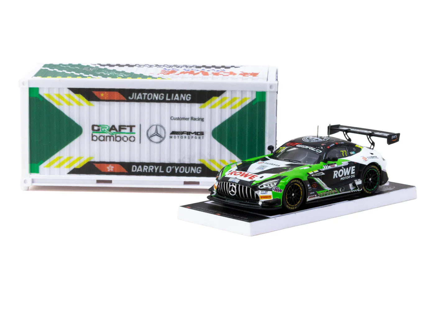 Tarmac Works - Mercedes - AMG GT3 GT World Challenge Asia 2025 Beijing Season Finale Craft-Bamboo Racing #77 with Container - HOBBY64 - 1/64 Scale T64-062-25CHN77