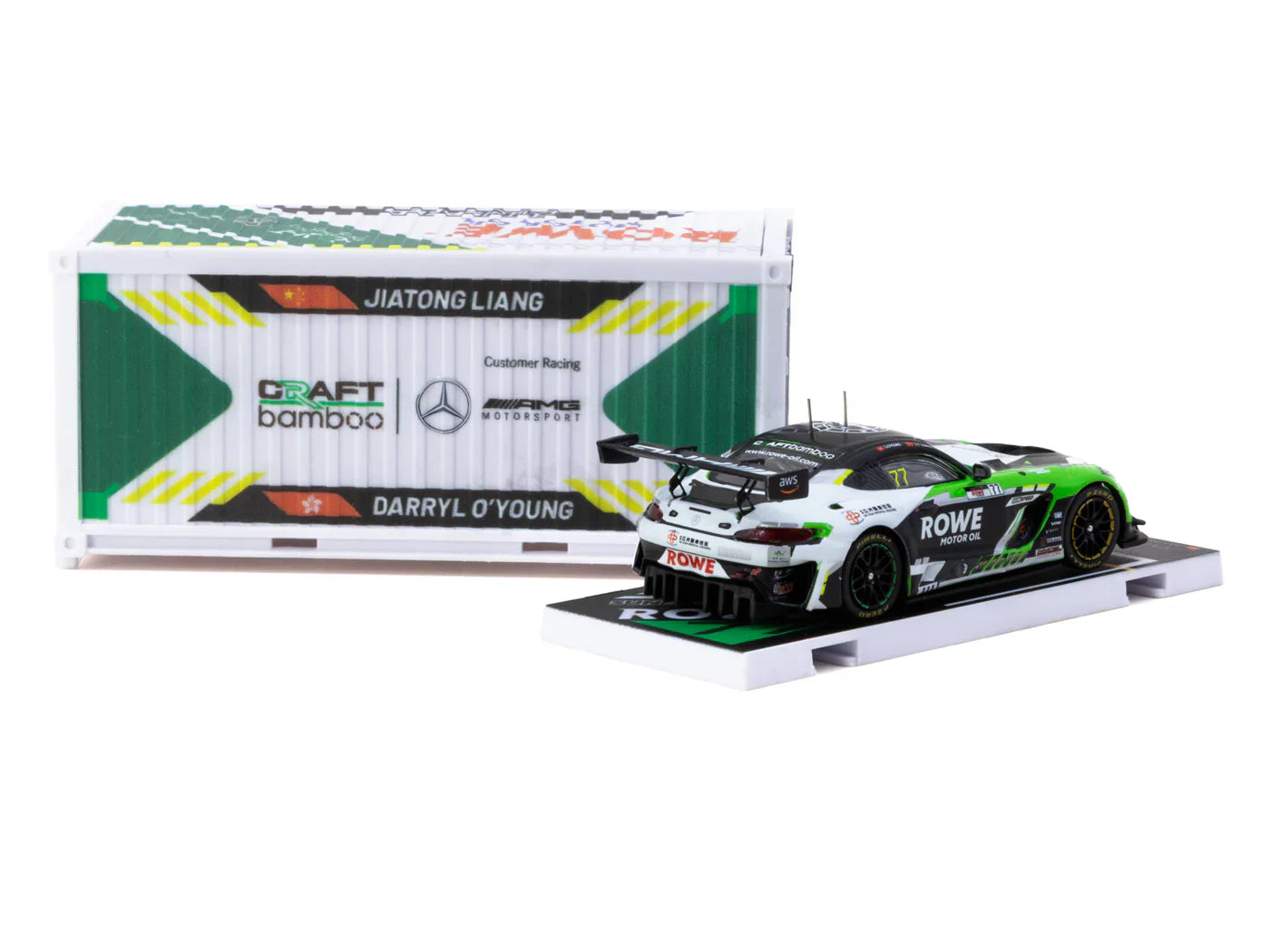 Tarmac Works - Mercedes - AMG GT3 GT World Challenge Asia 2025 Beijing Season Finale Craft-Bamboo Racing #77 with Container - HOBBY64 - 1/64 Scale T64-062-25CHN77