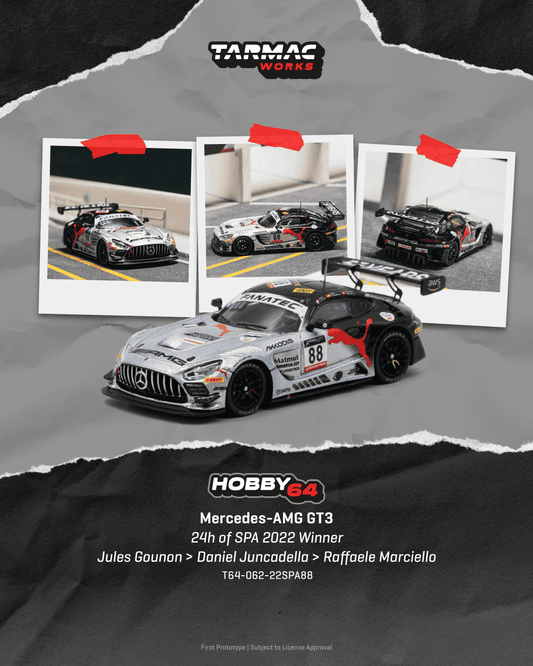 [PRE-ORDER] Tarmac Works - Mercedes-AMG GT3 #88 2022 24H of SPA Winner Jules Gounon - HOBBY64 - Scala 1/64 T64-062-22SPA88
