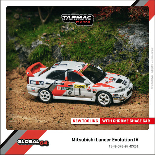 Tarmac Works - Mitsubishi Lancer Evolution IV Rallye Monte-Carlo 1997 #1 - GLOBAL64 - Scala 1/64 T64G-076-97MCR01