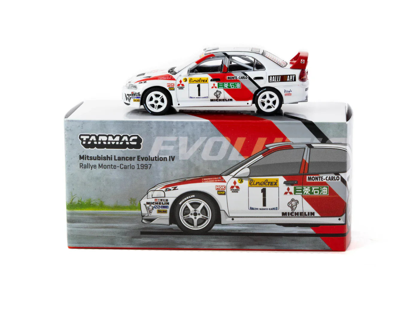 Tarmac Works - Mitsubishi Lancer Evolution IV Rallye Monte-Carlo 1997 #1 - GLOBAL64 - 1/64 Scale T64G-076-97MCR01