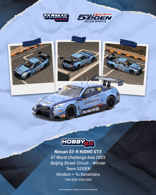 [PRE-ORDER] Tarmac Works - Nissan GT-R R35 NISMO GT3 GT World Challenge Asia 2025 Beijing Street Circuit Winner TEAM 5ZIGEN 2025 - HOBBY64 - Scala 1/64 T64-035-25BJ500
