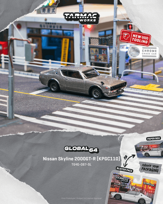 [PRE-ORDER] Tarmac Works - Nissan Skyline 2000GT-R (KPGC110) Silver 1969 - GLOBAL64 - Scala 1/64 T64G-087-SL