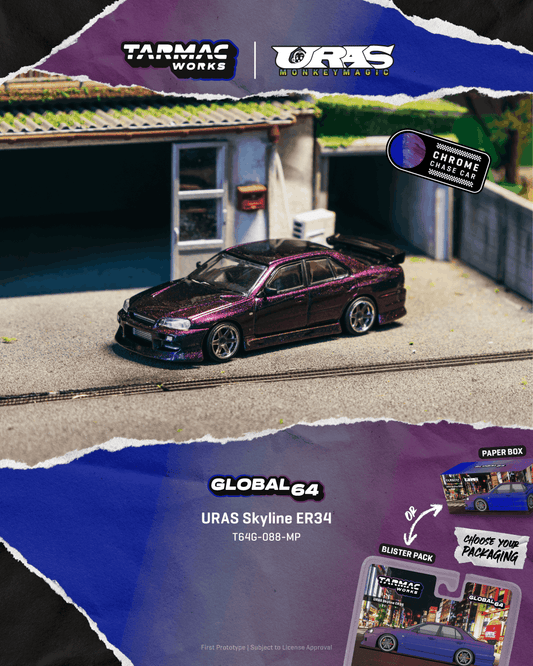 [PRE-ORDER] Tarmac Works - Nissan Skyline GTR (ER34) URAS Midnight Purple 2025 - GLOBAL64 - Scala 1/64 T64G-088-MP