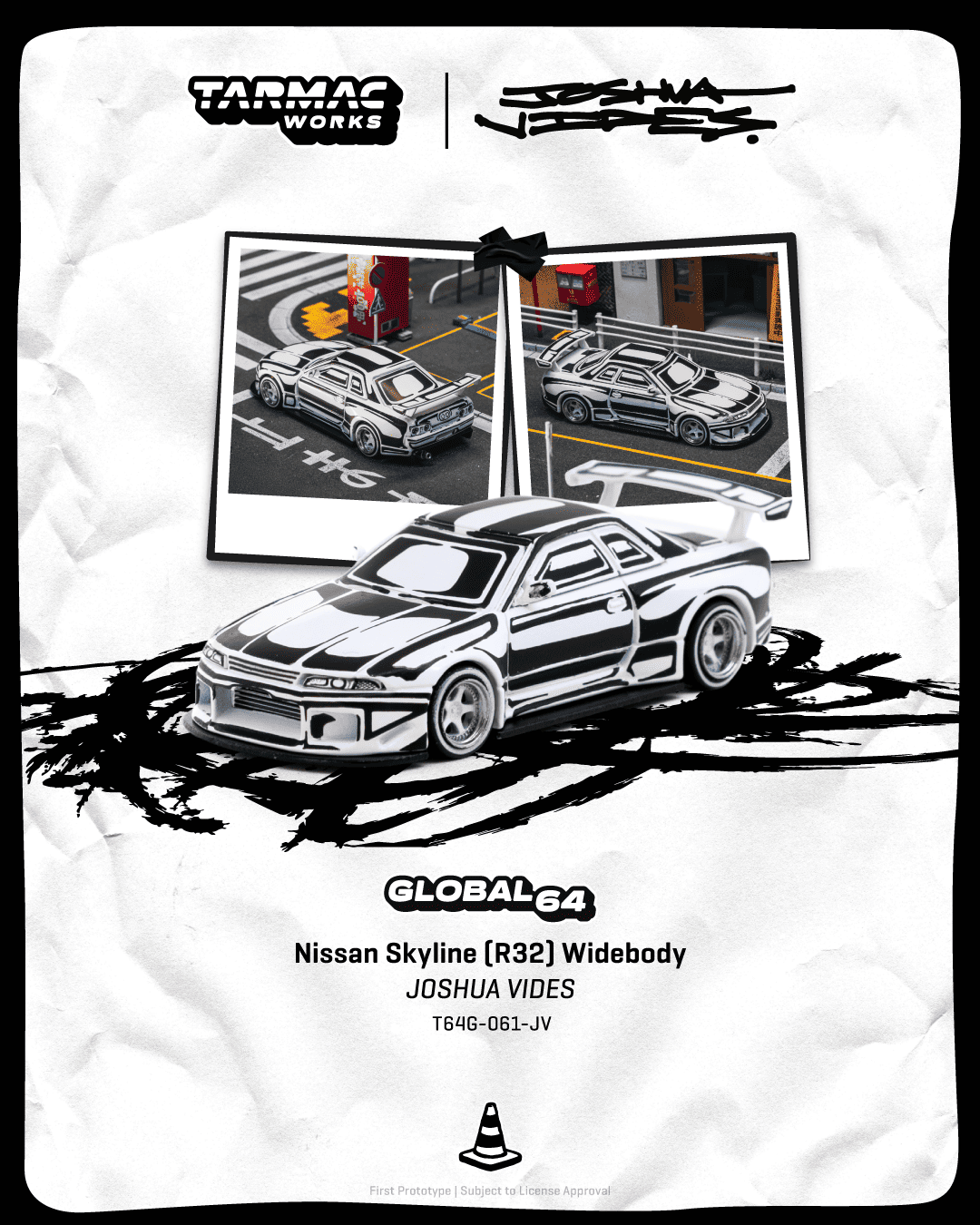 [PRE-ORDER] Tarmac Works - Nissan Skyline GTR (R32) Widebody - Designed by JOSHUA VIDES 2026 - GLOBAL64 - Scala 1/64 T64G-061-JV