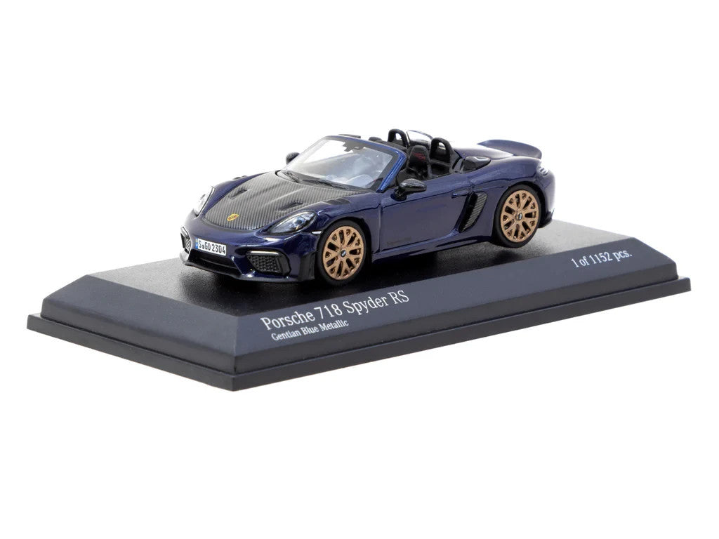 Tarmac Works - Porsche 718 Spyder RS ​​Gentian Blue Metallic Collab64 Minichamps - Scale 1/64 643064006