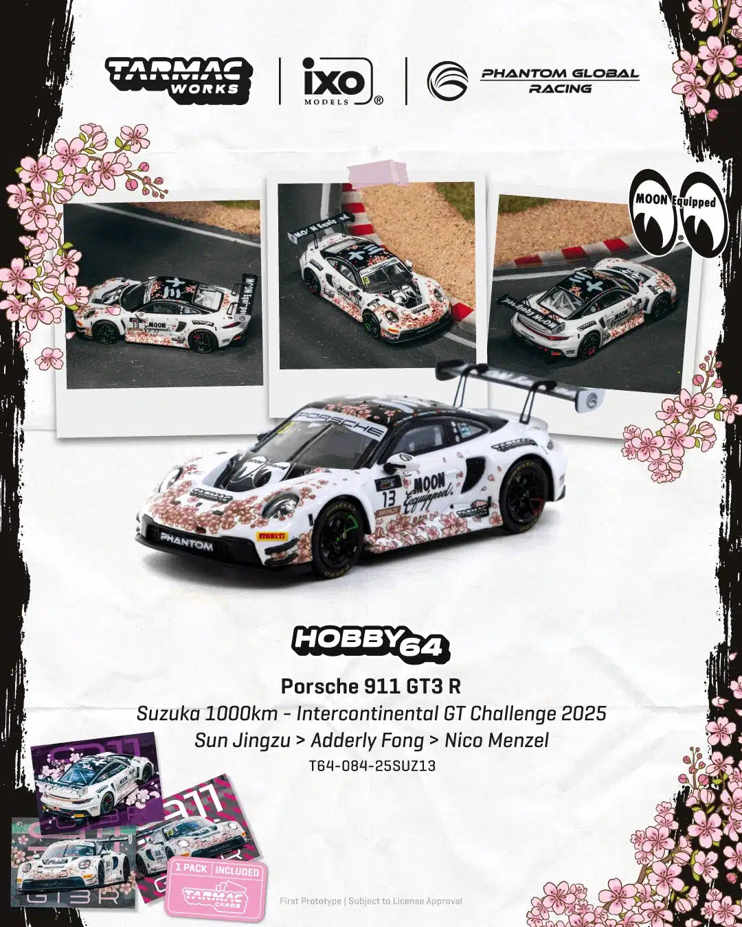 Tarmac Works - Porsche 911 GT3 R #13 1000 Km Suzuka 2025 - HOBBY64 - Scala 1/64 T64-084-25SUZ13