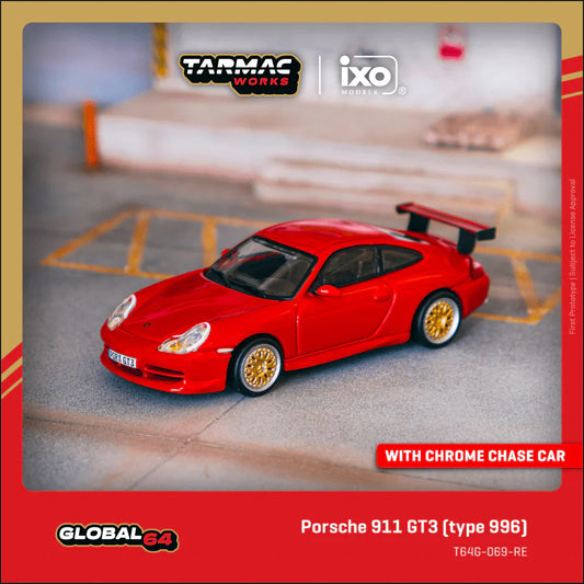 Tarmac Works - Porsche 911 GT3 Type 996 Red - GLOBAL64 - Scala 1/64 T64G-069-RE