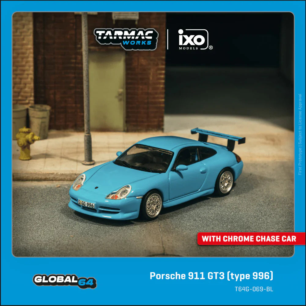Tarmac Works - Porsche 911 Gt3 ( 996 ) Light Blue - GLOBAL64 - 1/64 Scale T64G-069-BL